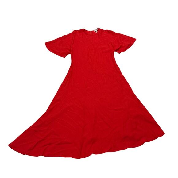 NWT COS Womens 10 Red Asymmetric Draped Midi Dress Maximalist Holiday Formal - Picture 3 of 10